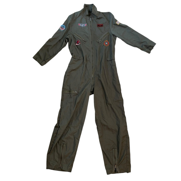 Halloween Costume TOP GUN FLIGHT SUIT Jumpsuit Large Maverick Goose Tom Cruise - Picture 1 of 14